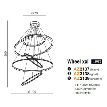 Azzardo Lampa designerska Wheel XXL DIMM AZ3138