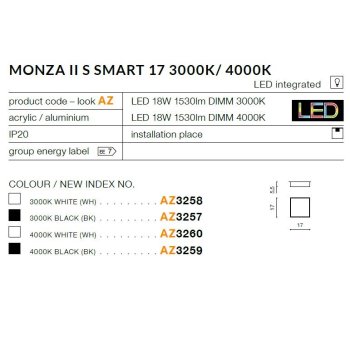 Azzardo Lampa sufitowa Monza II S SMART 17 3000K AZ3258-