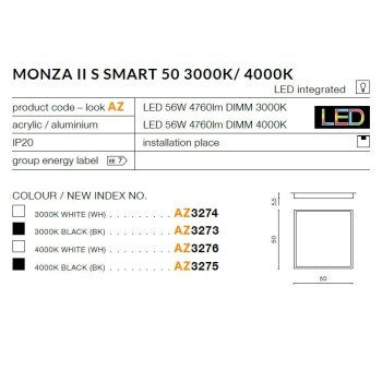 Azzardo Lampa sufitowa Monza II S SMART 50 4000K AZ3276-