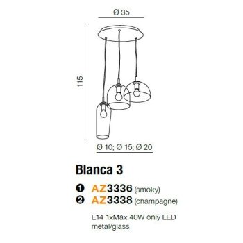 Azzardo Lampa designerska Blanca 3 AZ3336-