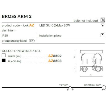 Azzardo Lapa spot sufitowa Bross Arm 2 AZ3502-