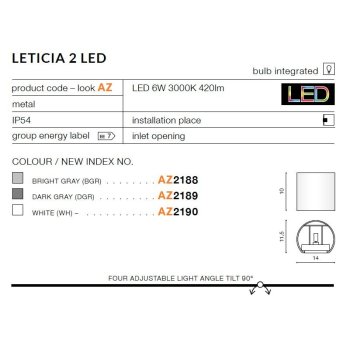 Azzardo Lampa ścienna LETICIA 2 LED AZ2190
