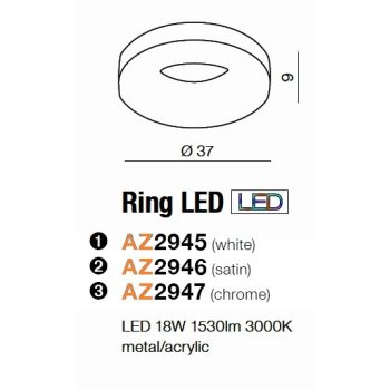 Azzardo Lampa sufitowa salon RING LED AZ2947