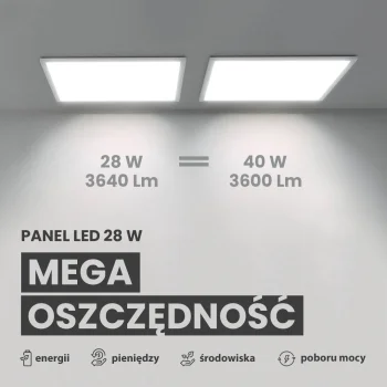 Kaseton Panel LED Plafon rastrowy podtynkowy 59,5x59,5cm 28W 4000K 130 lm/W 942 - Decorativi