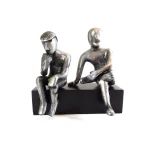 Bliźnięta - znak zodiaku -GEM -  figurka aluminiowa na drewnianej podstawie
