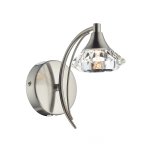 Luther Single Wall Bracket complete with Crystal Glass Satin Chrome