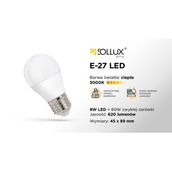 Żarówka LED E27 3000K 8W SL.0968 - Sollux