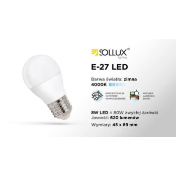 Żarówka LED E27 4000K 8W SL.0969 - Sollux