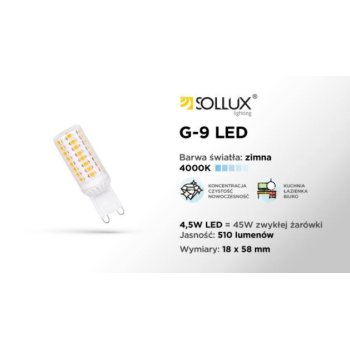 Żarówka LED G9 4000K 4,5W SL.0975 - Sollux